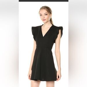 BCBGeneration black flutter sleeve v neck dress size S